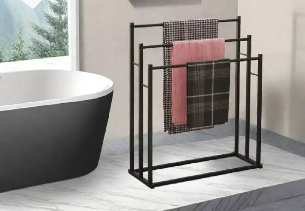 Freestanding Three-Tier Metal Towel Rack
