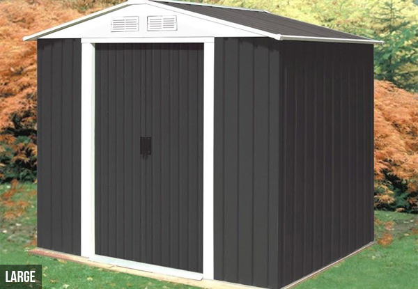 $549 for a Large Super Heavy Duty Black Garden Shed with Base Frame, or $799 for an Extra Large Shed