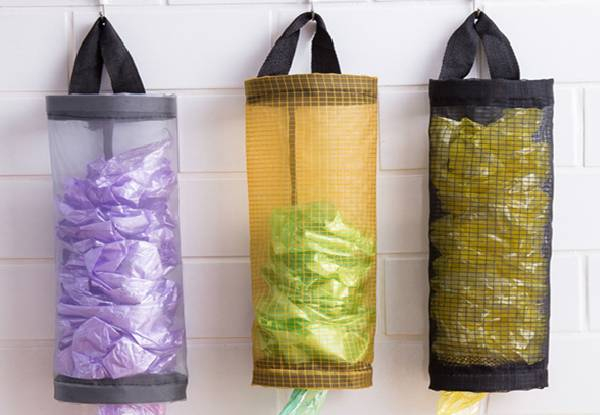 Wall-Mounted Shopping Bag Storage - Three Colours Available & Option for Three-Pack