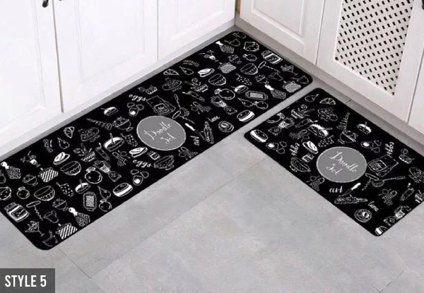 Two-Piece Non-Slip Kitchen Floor Mats - Five Styles Available