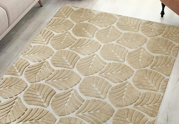 Marlow Embossed Leaf Floor Rug - Two Sizes Available