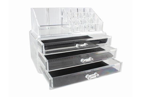 Clear Acrylic Three-Drawer Makeup Organizer