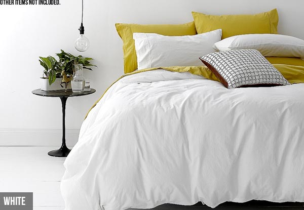 Queen Park Avenue European Vintage-Washed Duvet Cover Set - Eight Colours Available with Free Delivery