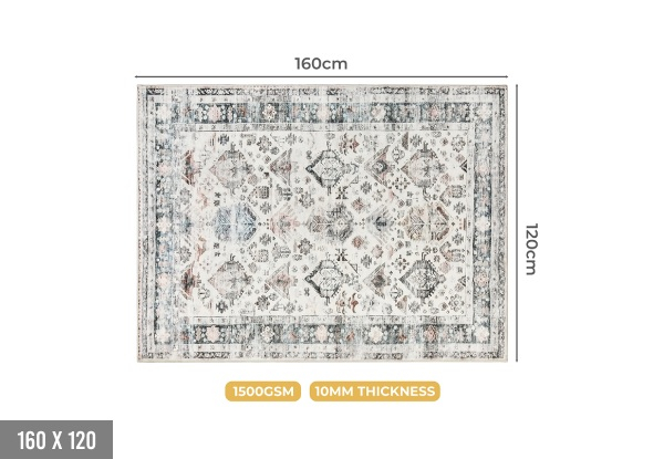 Marlow Washable Vintage Short Pile Floor Rug - Four Sizes Available