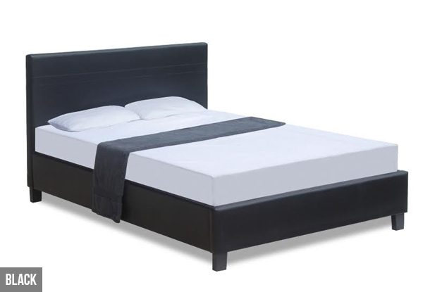 Queen Slat Bed with Headboard – Available in Black or White