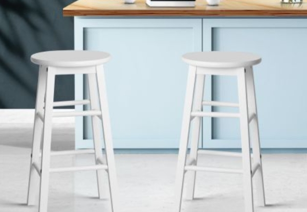Two-Pack Artiss Beech Wood Backless Bar Stool - Available in Three Colours