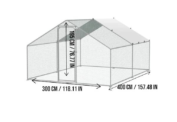 Large Chicken Coop with Roof Cover