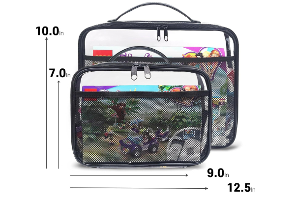 Four-Piece Transparent Block Set Storage Bags with Mesh Side Pockets