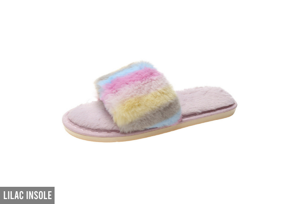 Colourful Faux Fur Fluff Slippers - Four Styles & Five Sizes Available