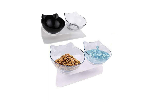 Tilted Elevated Cat Bowls for Food & Water - Two Colours Available