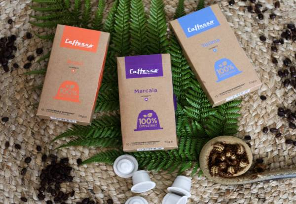 100 Caffesso Eco Blends Coffee Capsules Compatible with Nespresso® & 100% Compostable - Three Flavours & Mixed Pack Available
