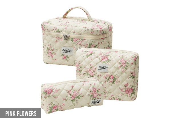 Three-Piece Women's Handheld Cosmetic Bag - Five Styles Available