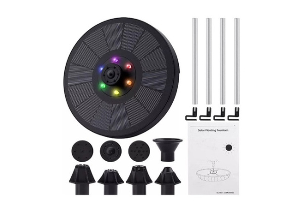 3W LED Solar Powered Fountain Pump with Six Lights & Eight Nozzles