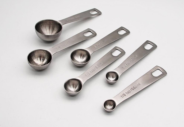Six-Piece Stainless Steel Measuring Spoon Set