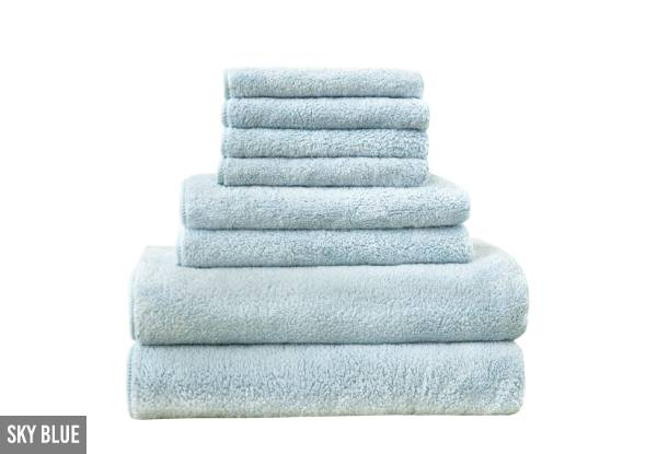 Microfibre Eight-Piece Towel Set - Seven Colours Available