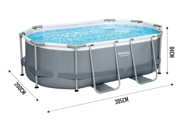 3.05m Bestway Power Steel Oval Above Ground Swimming Pool with Filter Pump Set