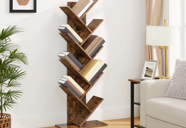 Vasagle Eight-Tier Tree Bookshelf with Wooden Shelves