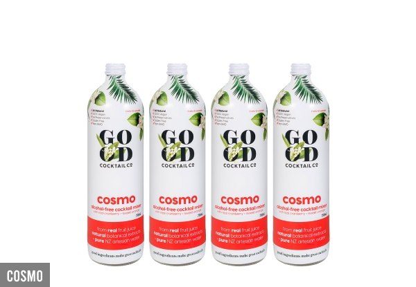 Four-Pack of Good Cocktail Co Alcohol-Free Cocktail Mixers - Four Flavours Available or Option for Mixed-Pack