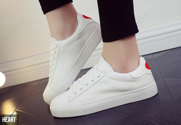 Heel-Embroidered White Sneakers - Two Styles & Six Sizes Available with Free Delivery