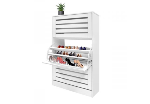 45-Pair Wood Shoe Storage Cabinet - Three Colours Available