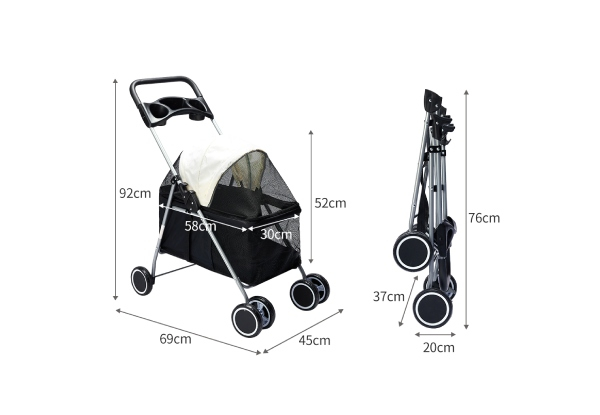 PaWz Large Foldable Pet Stroller Carrier