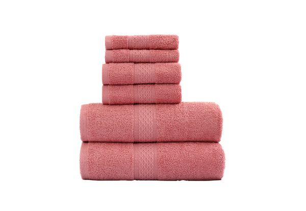 Six-Piece Cotton Bath Towel Set - Four Colours Available