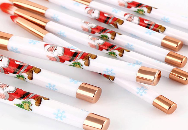 10-Piece Christmas Make-Up Brush Set - Option for Two Sets with Free Delivery