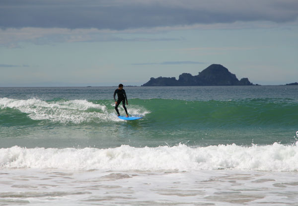 Two-Hour Surf Lesson incl. Board & Wetsuit Hire on Matakana Coast – Tawharanui - Options for Two People - Weekends Only