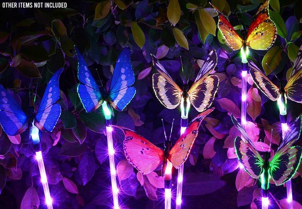 Three-Pack of LED Solar-Powered Butterfly Lights