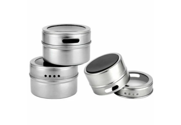 12 Kitchen Magnetic Spice Containers