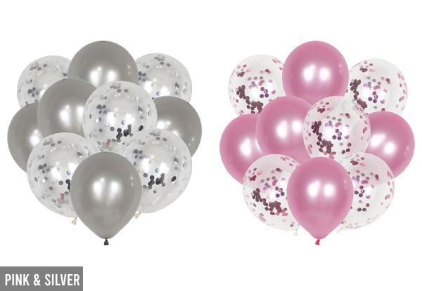Two Sets of Mixed Confetti & Metallic Chrome Latex Balloons - Five Colours Available & Option for Four Sets