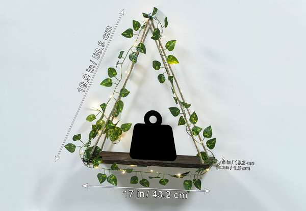 Two-Piece LED Artificial Ivy Wall Hanging Shelf Set - Option for Two Sets