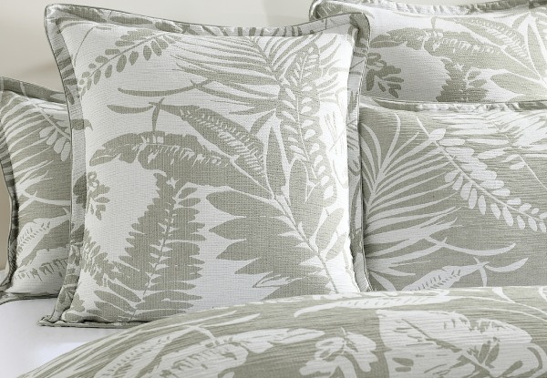 Palm Tree Jacquard Quilt Cover Set - Available in Two Colours, Three Sizes & Option for Pillowcase