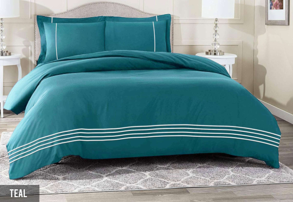 Six-Piece 1200TC Cotton Rich Embroidery Quilt Cover Set - Available in Four Colours & Two Sizes