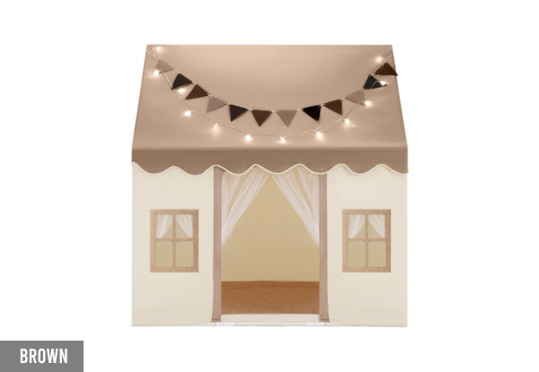 Kids Playhouse Play Tent with Mat & Lights - Three Colours Available