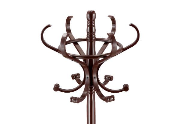 12-Hook Solid Wood Coat Rack Stand - Two Colours Available