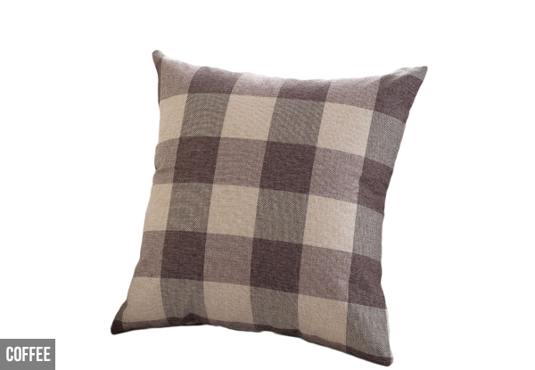 Checked Cotton Linen Cushion Cover - Five Colours & Options for Two or Four Available