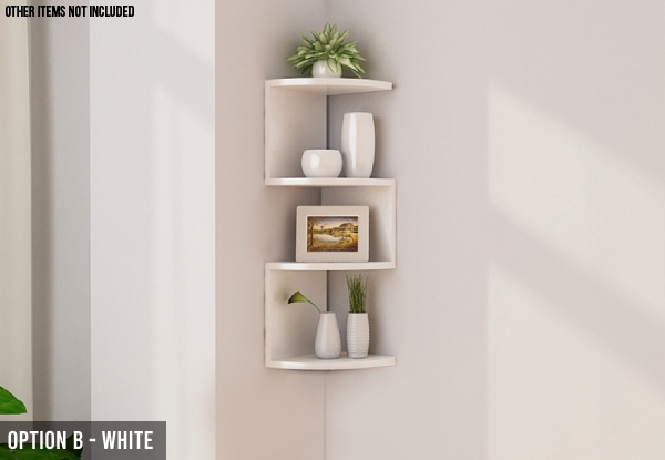 Corner Wall Shelf - Two Styles & Two Colours Available