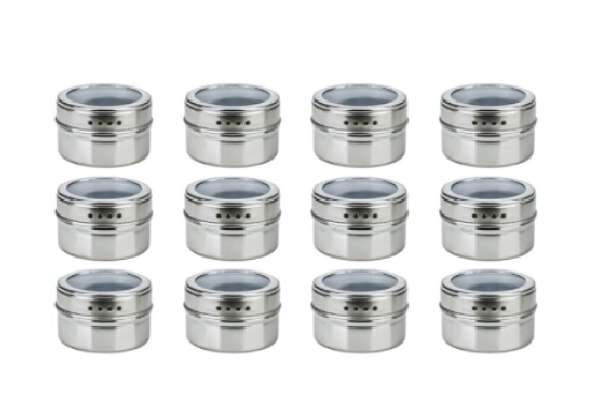 12 Kitchen Magnetic Spice Containers