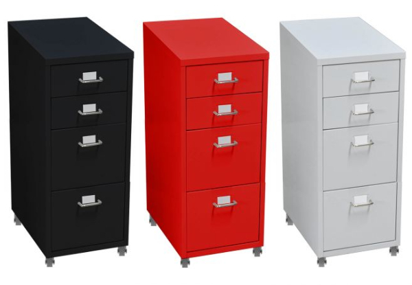 Four-Tier Steel File Cabinet - Three Colours Available