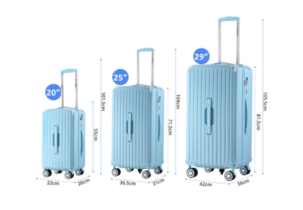 Three-Piece Luggage Set with USB Charging Ports, Phone Holder & Cup Holder