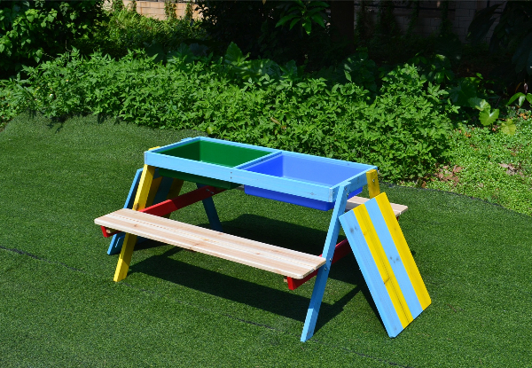 Children's Wooden Sandpit Bench with Basin