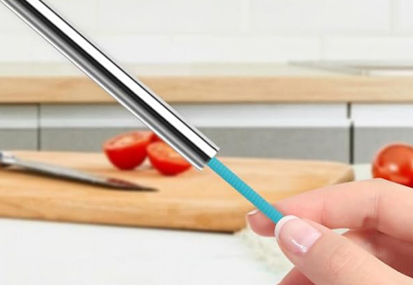 Two-Piece Silicone Straw Cleaner Brush - Available in Three Colours