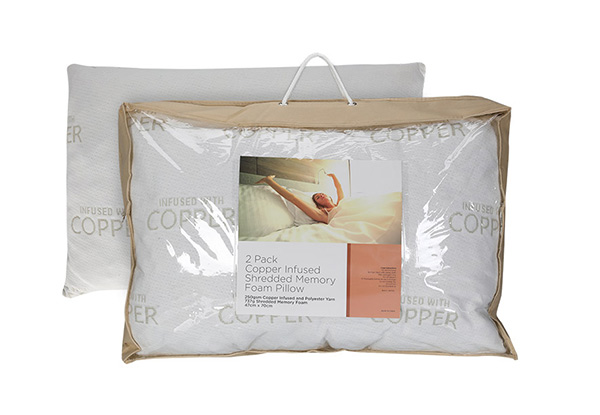 Two-Pack of Copper Infused Shredded Memory Foam Pillows