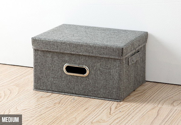 Linen Foldable Home Storage Box - Three Sizes & Option for Two Available