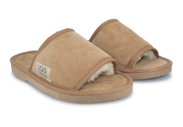 Ugg Australian-Made Water-Resistant Essentials Classic Unisex Sheepskin Open Toe Suede Scuffs - 10 Sizes Available