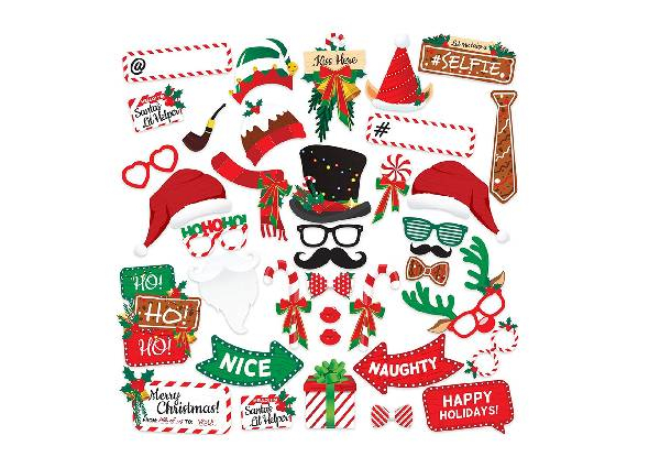 38-Pack Christmas Party Photo Props