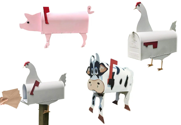 Unique Metal Animal Mailbox - Available in Three Styles & Option for Two-Pack