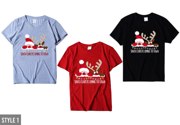 Women's Christmas Print  T-Shirt - Four Styles, Three Colours & Five Sizes Available