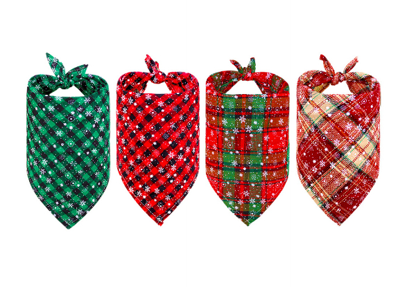 Two-Piece Christmas Snowflakes Pet Scarf Bandana Set - Available in Four Styles & Option for Four-Piece